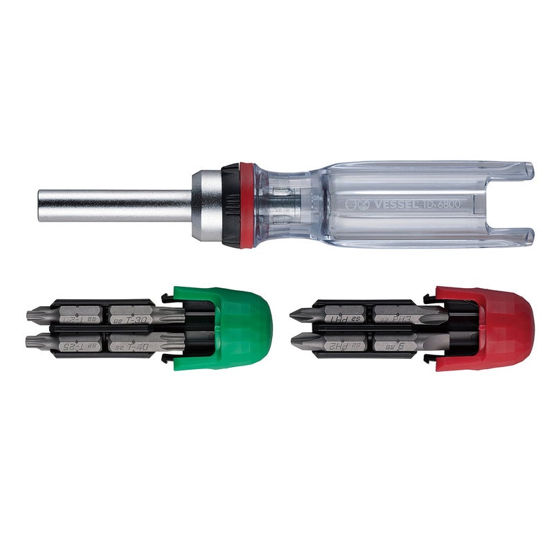 VESSEL CRYSTALINE Ratchet Screwdriver with Insert Bit SET (+, TORX, HEX (16 PC. SETJ)) - Image 1